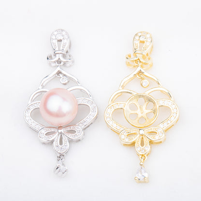 P010911  DIY 7-9mm Natural Freshwater pearl pendant accessory 925 sterling silver engagement jewelry necklace for women