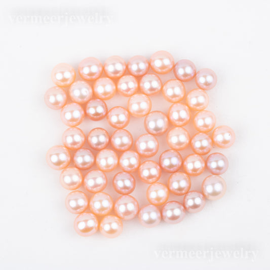 Wholesale Natural pink color 8-9mm AAAA grade loose freshwater pearl round shape no hole bead for pearl party