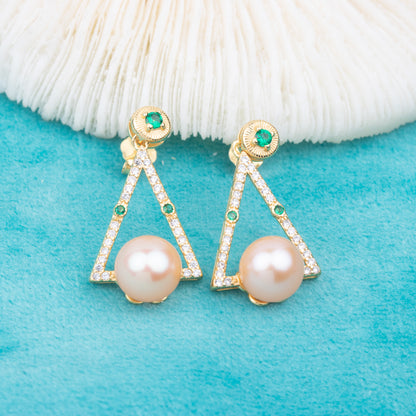 e010771 S925 pearl earring 925 sterling silver DIY 7-8mm Natural Freshwater pearl stud earring for women