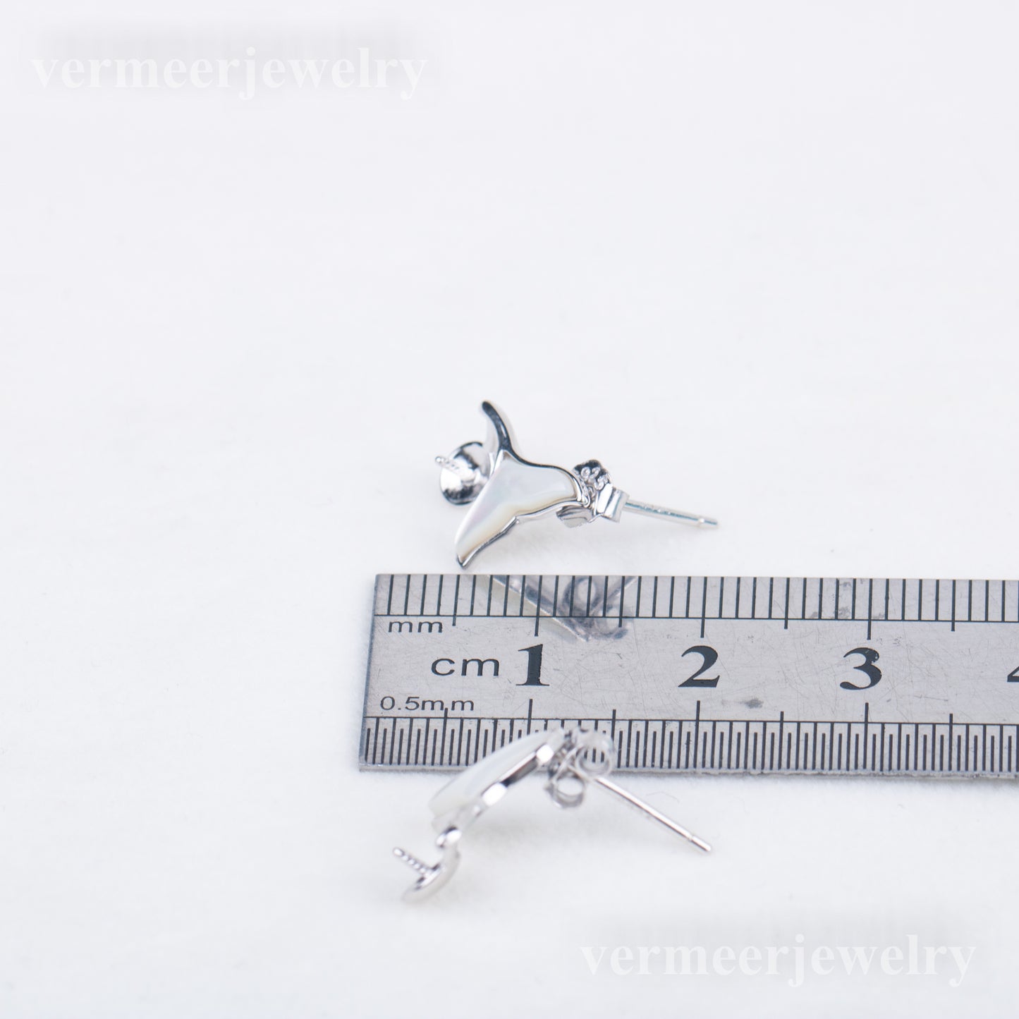 e010797 S925 pearl earring 925 sterling silver DIY 7-8mm Natural Freshwater pearl stud earring for women