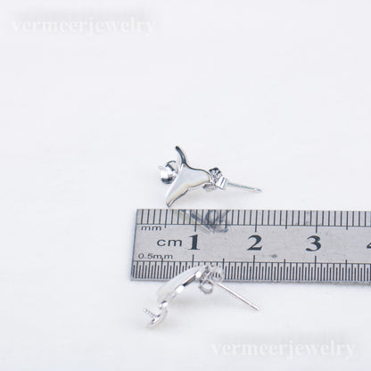 e010797 S925 pearl earring 925 sterling silver DIY 7-8mm Natural Freshwater pearl stud earring for women