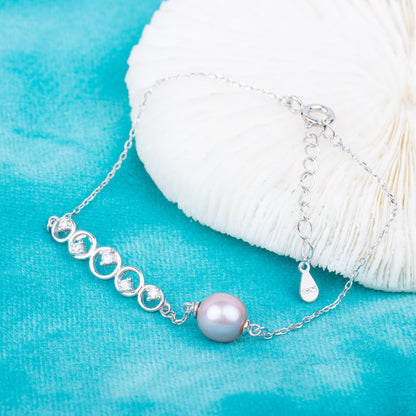 b010193 DIY 7-8mm Natural Freshwater pearl bracelet accessory 925 sterling silver adjustable chain bracelet for women