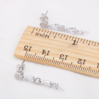 e010891 S925 pearl earring 925 sterling silver DIY 7-8mm Natural Freshwater pearl stud earring for women