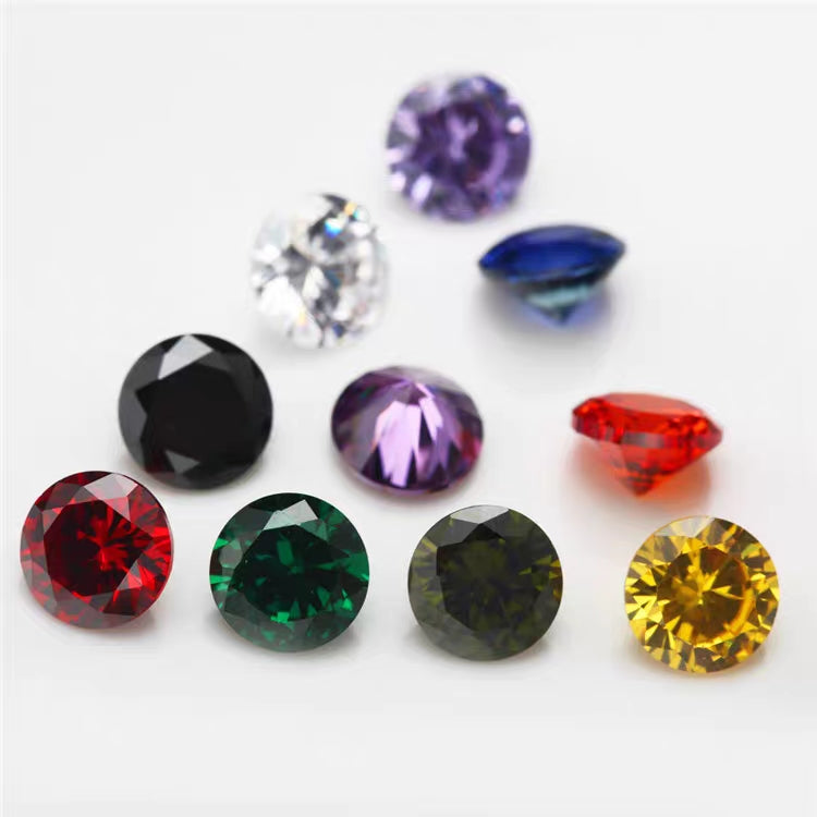 Birthday Gemstone Colorful Round Cubic Zircon Stone Loose Rhinestone CZ Gemstone Manufacturer Stone lab create gem