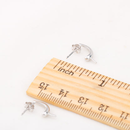 e010864 S925 pearl earring 925 sterling silver DIY 7-8mm Natural Freshwater pearl stud earring for women