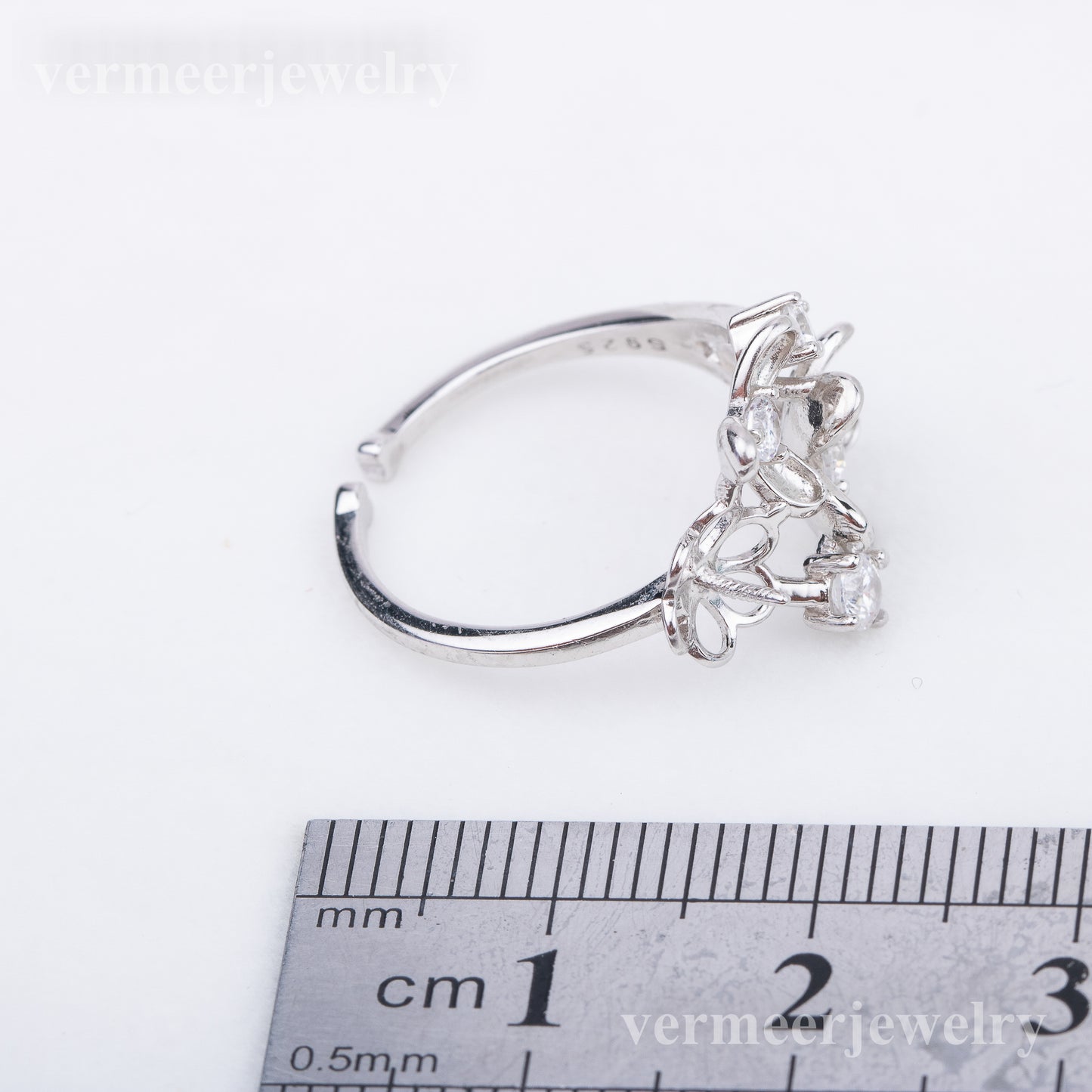 r010695 DIY 7-8mm Natural Freshwater pearl Ring accessory 925 sterling silver Adjustable size engagement jewelry ring for women