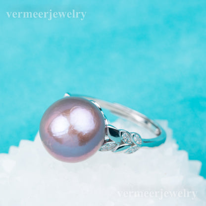 re010850DIY 9-11mm Natural Freshwater pearl Ring accessory 925 sterling silver Adjustable size engagement jewelry ring for women