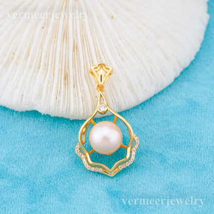 P011055 DIY 6-8mm Natural Freshwater pearl pendant accessory 925 sterling silver engagement jewelry necklace for women