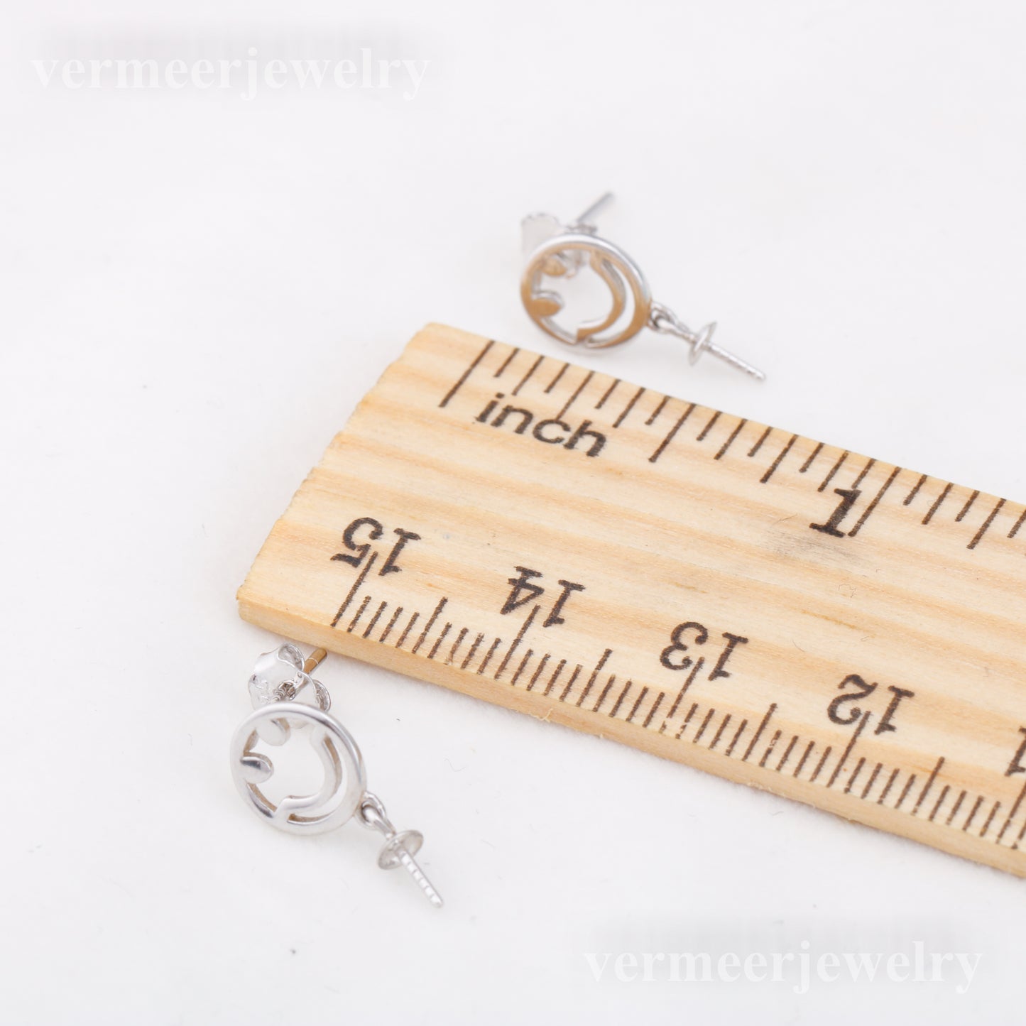 e010878 S925 pearl earring 925 sterling silver DIY 7-8mm Natural Freshwater pearl stud earring for women