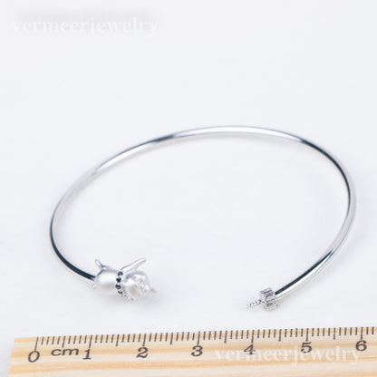 b040224  DIY 7-8mm Natural Freshwater pearl bracelet accessory 925 sterling silver adjustable chain bracelet for women