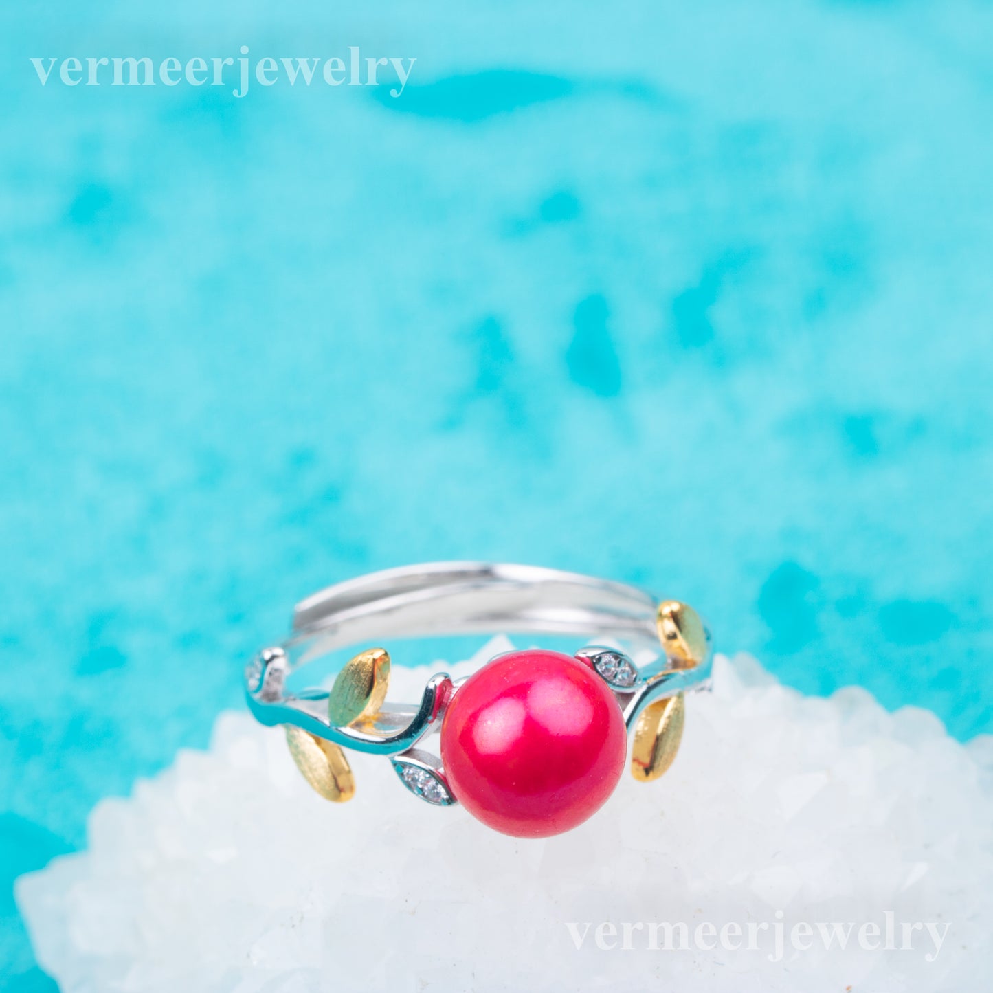 r070862DIY 6-8mm Natural Freshwater pearl Ring accessory 925 sterling silver Adjustable size engagement jewelry ring for women