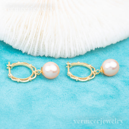 e010753 S925 pearl earring 925 sterling silver DIY 7-8mm Natural Freshwater pearl stud earring for women