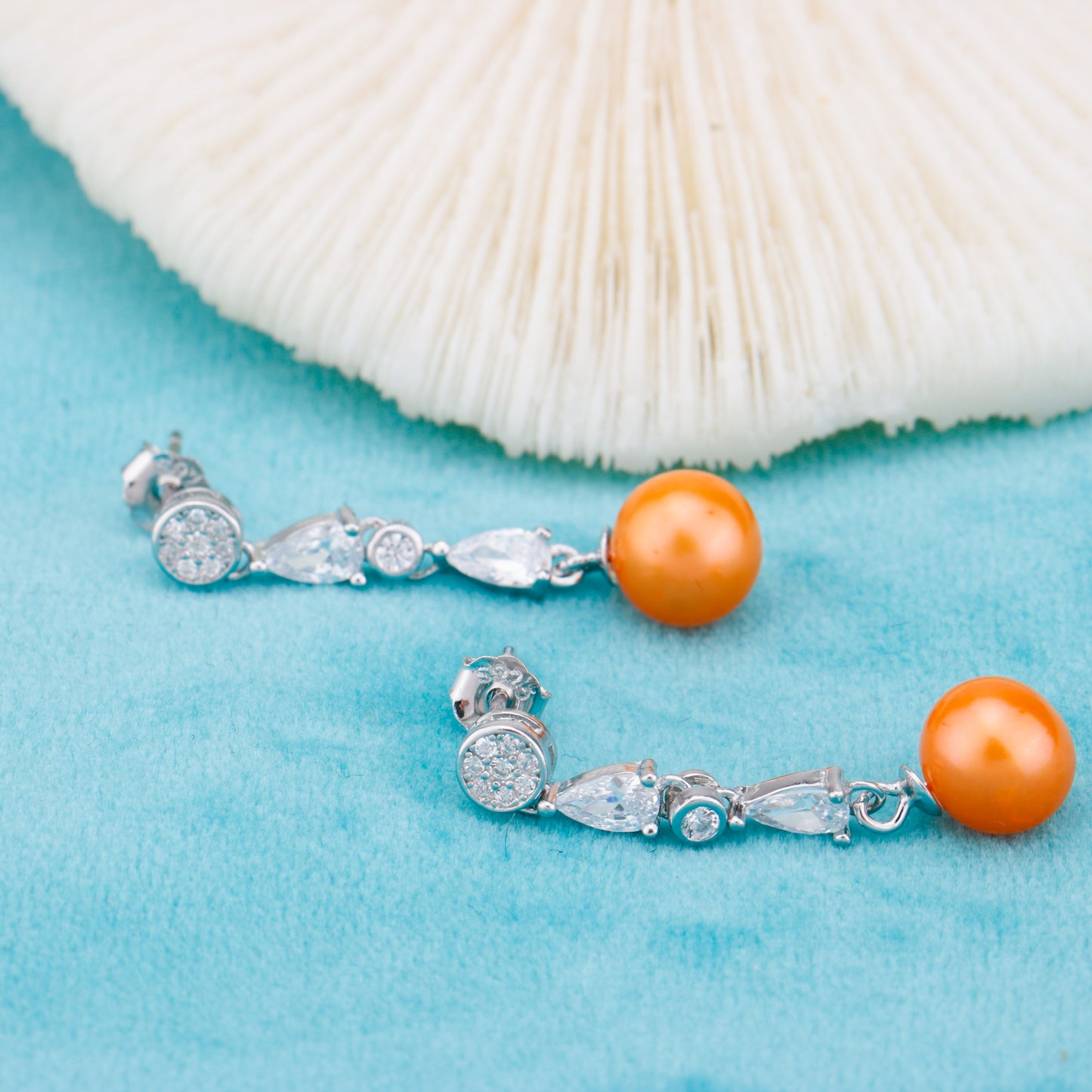 e010891 S925 pearl earring 925 sterling silver DIY 7-8mm Natural Freshwater pearl stud earring for women