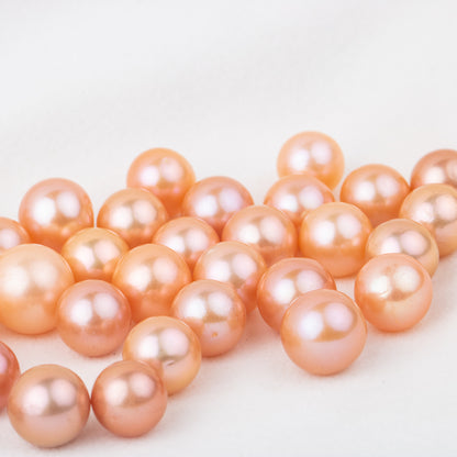 9-12mm cultured orange Edison Pearl High quality  loose freshwater pearl round shape