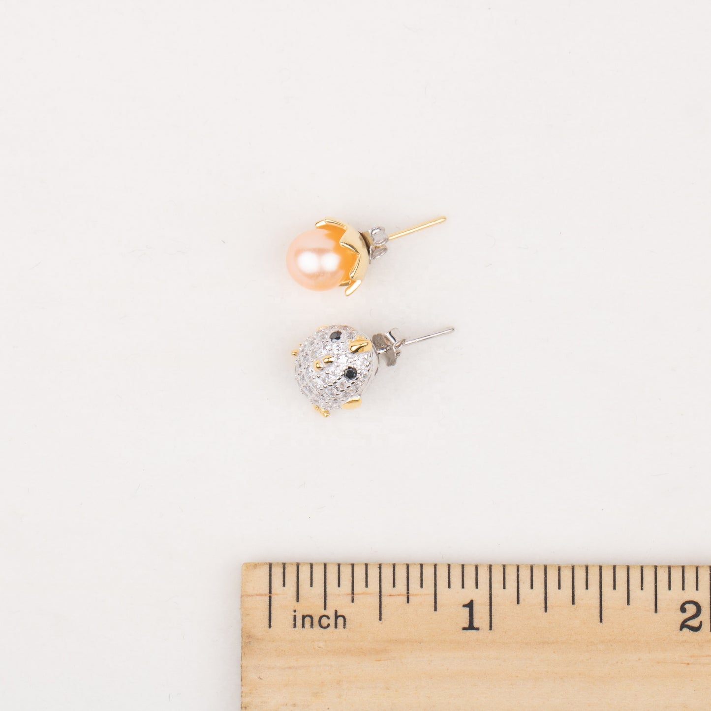 e030639 S925 cute pearl earring 925 sterling silver DIY 7-8mm Natural Freshwater pearl stud earring for women