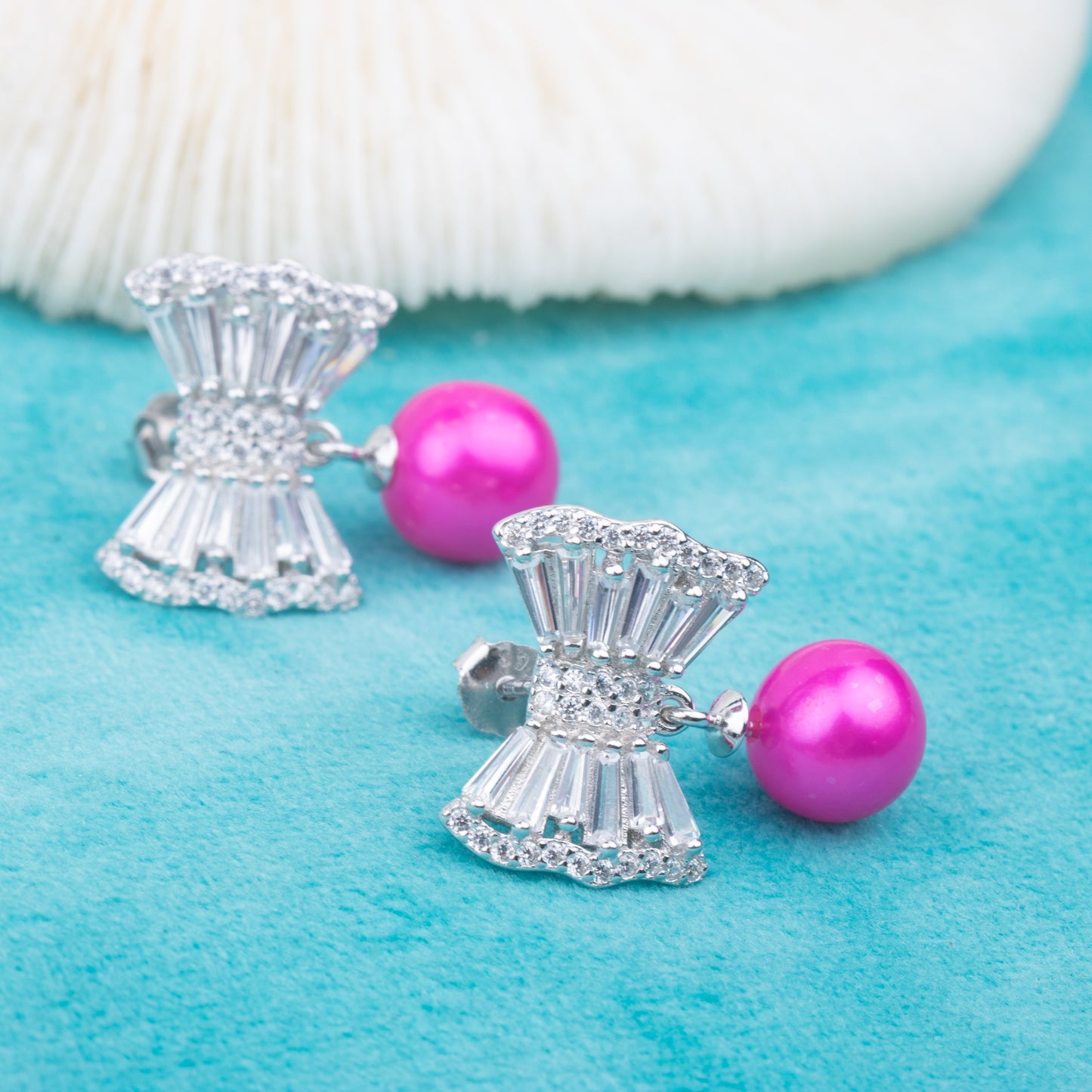 e010766 S925 pearl earring 925 sterling silver DIY 7-8mm Natural Freshwater pearl stud earring for women