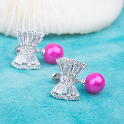 e010766 S925 pearl earring 925 sterling silver DIY 7-8mm Natural Freshwater pearl stud earring for women