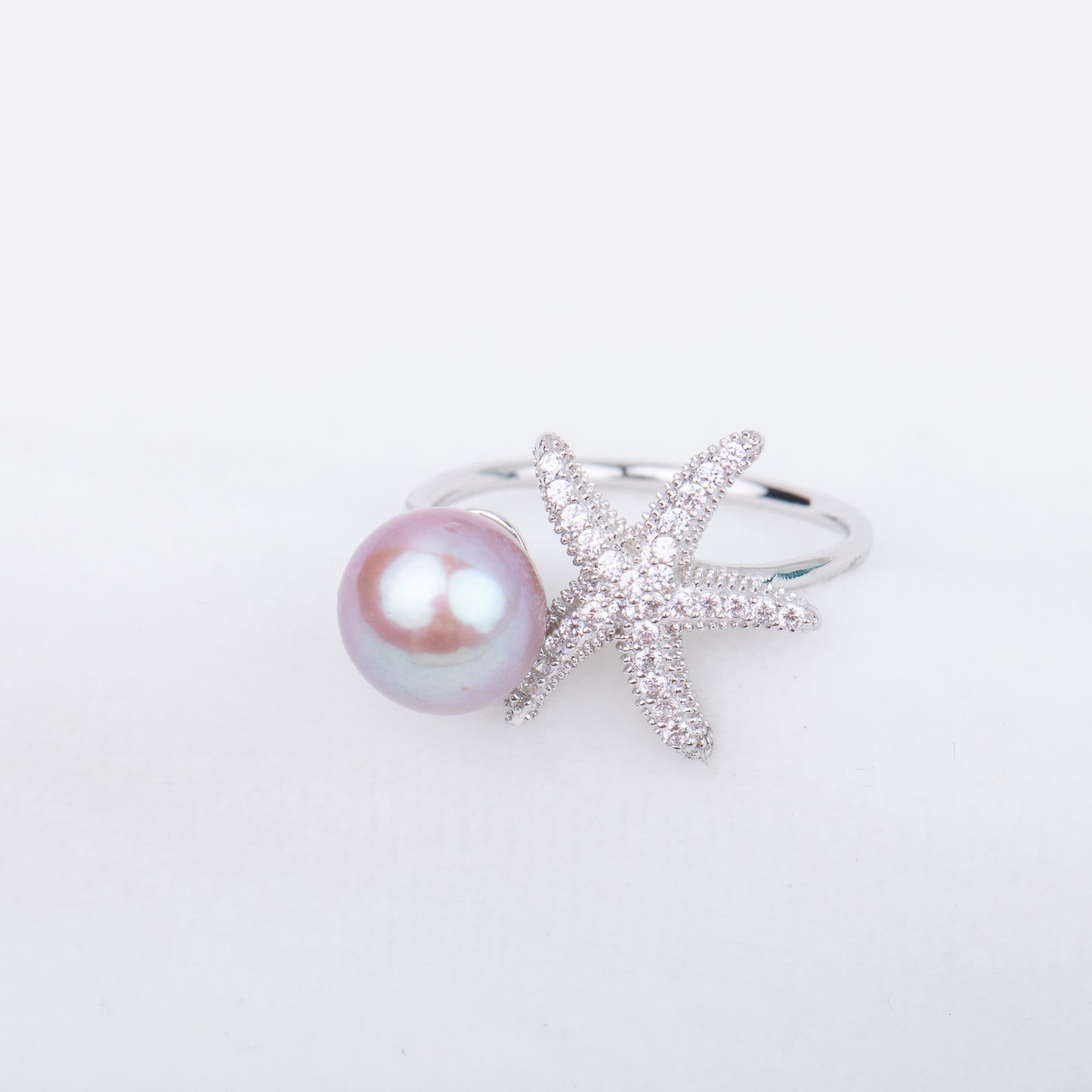 r010699 DIY 7-8mm Natural Freshwater pearl Ring accessory 925 sterling silver Adjustable size engagement jewelry ring for women