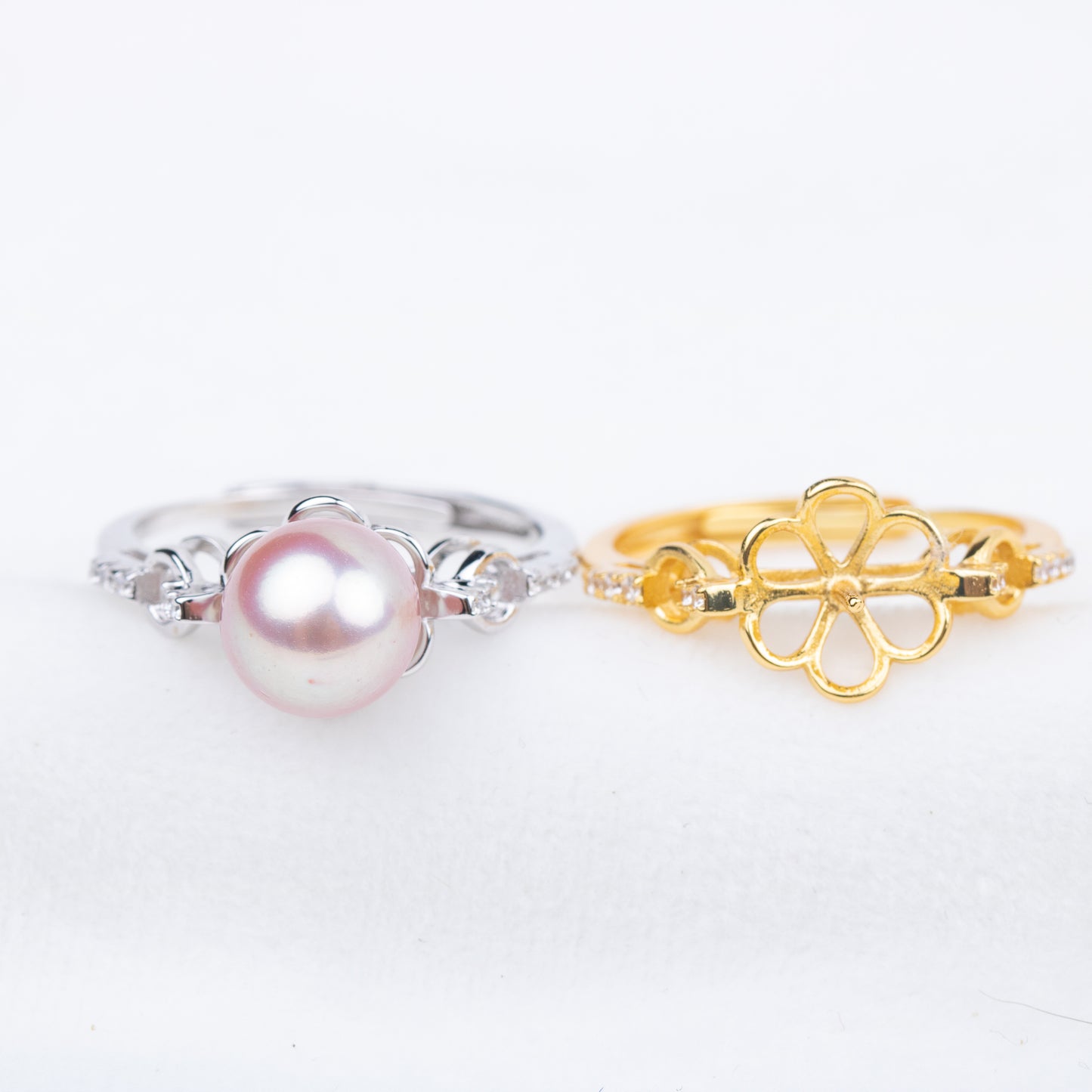 r010708 DIY 7-8mm Natural Freshwater pearl Ring accessory 925 sterling silver Adjustable size engagement jewelry ring for women