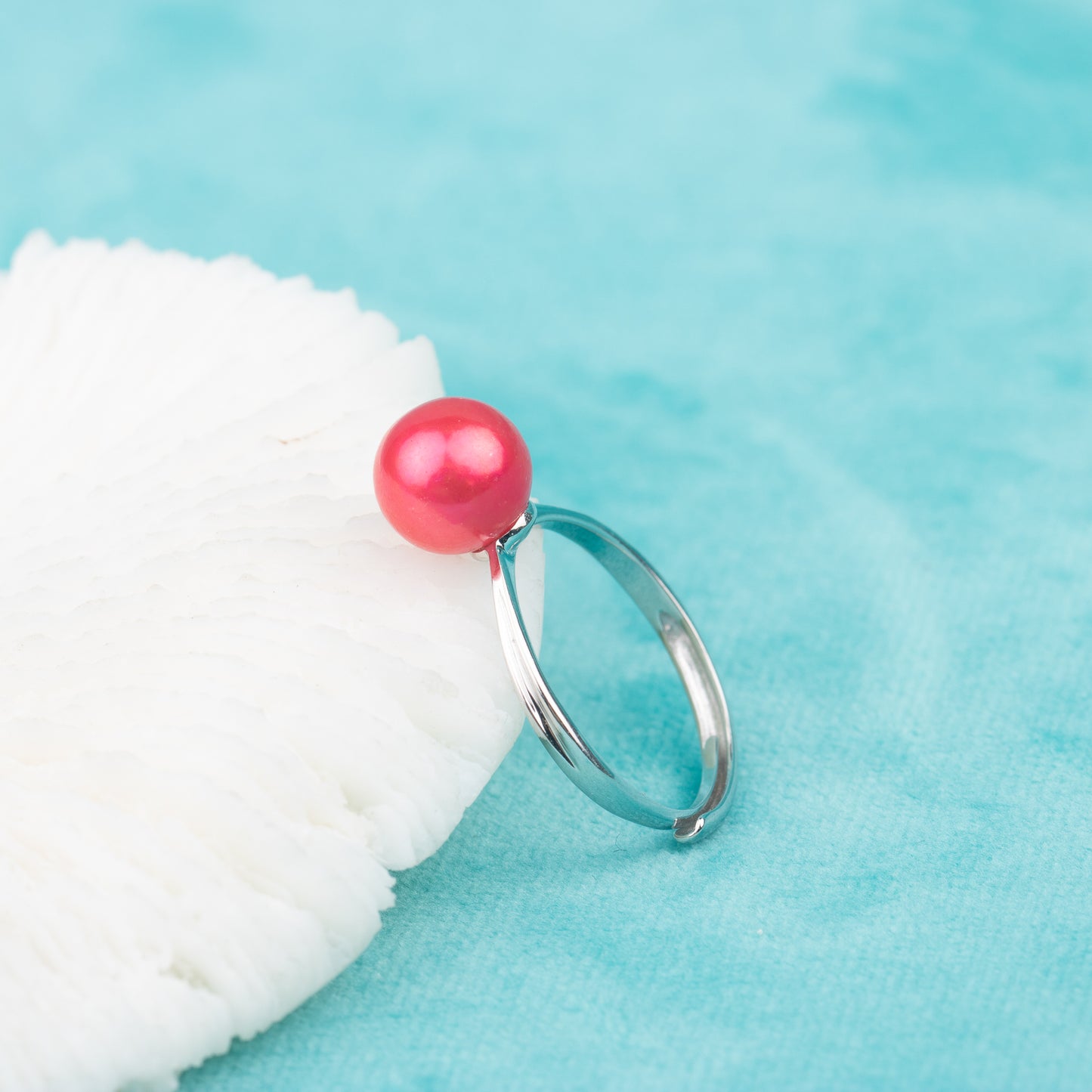 r030579 DIY 7-8mm Natural Freshwater pearl Ring accessory 925 sterling silver Adjustable size engagement jewelry ring for women