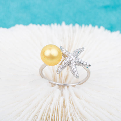 r010699 DIY 7-8mm Natural Freshwater pearl Ring accessory 925 sterling silver Adjustable size engagement jewelry ring for women
