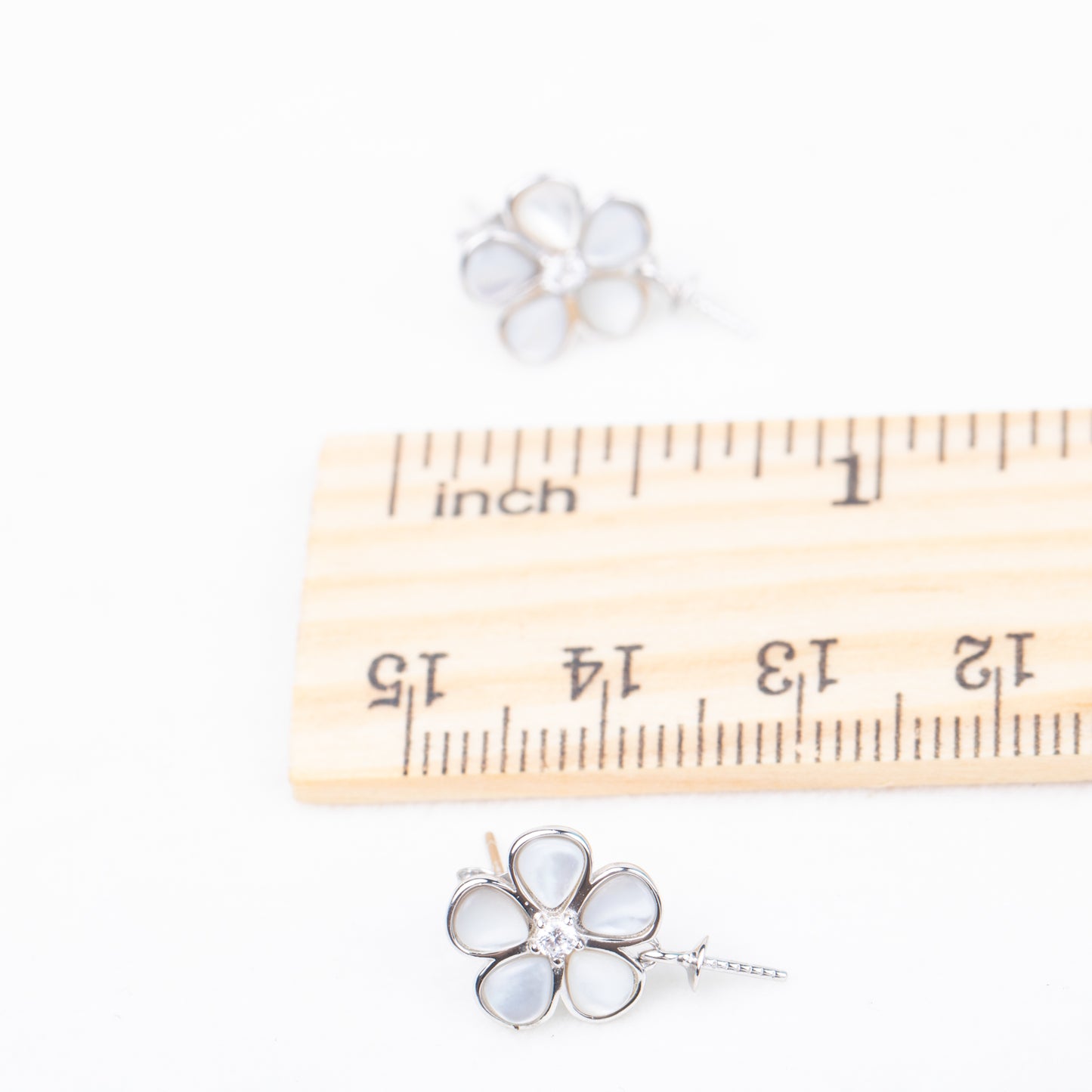 e010823 S925 pearl earring 925 sterling silver DIY 7-8mm Natural Freshwater pearl stud earring for women