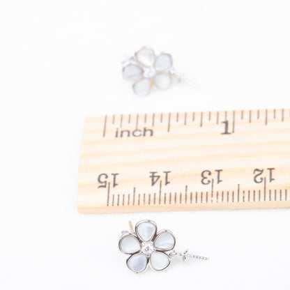 e010823 S925 pearl earring 925 sterling silver DIY 7-8mm Natural Freshwater pearl stud earring for women