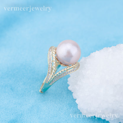 re010954 DIY 9-11mm Natural Freshwater pearl Ring accessory 925 sterling silver Adjustable size engagement ring for women
