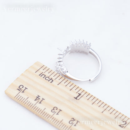 re010940 DIY 9-11mm Natural Freshwater pearl Ring accessory 925 sterling silver Adjustable size engagement ring for women