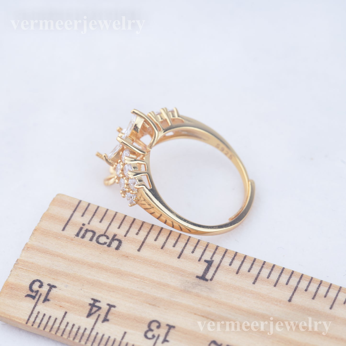 r010949 DIY 6-8mm Natural Freshwater pearl Ring accessory 925 sterling silver Adjustable size engagement jewelry ring for women