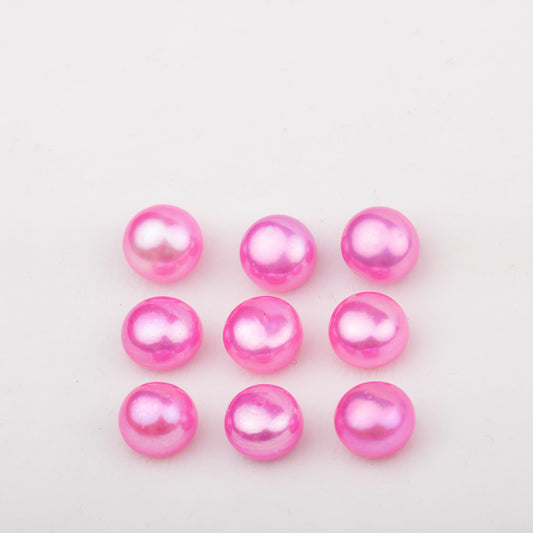 Wholesale 12colors 8.5-9.5mm AAA  grade button shape  loose freshwater pearl round shape half hole for pearl party