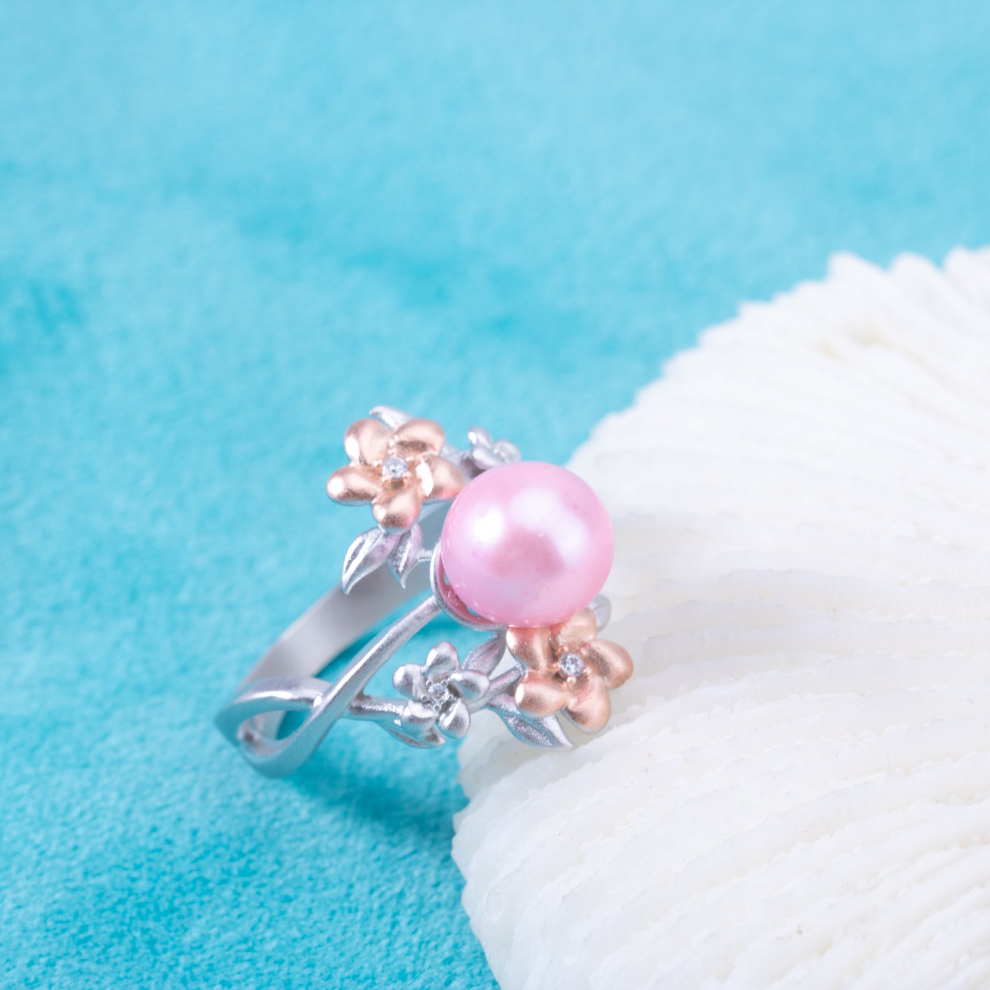 sr070883  DIY 6-8mm Natural Freshwater pearl Ring accessory 925 sterling silver Sized ring engagement jewelry ring for women