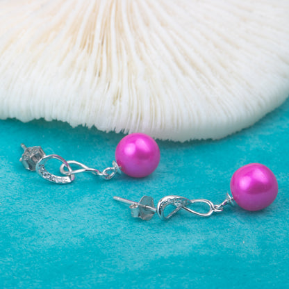 e010772 S925 pearl earring 925 sterling silver DIY 7-8mm Natural Freshwater pearl stud earring for women