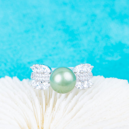 r010836 DIY 7-8mm Natural Freshwater pearl Ring accessory 925 sterling silver Adjustable size engagement jewelry ring for women