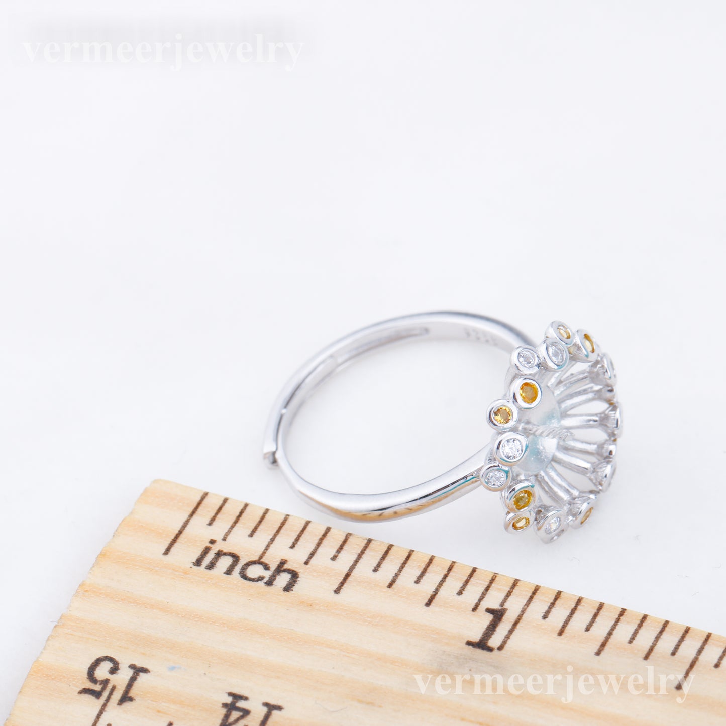 r010911 DIY 6-8mm Natural Freshwater pearl Ring accessory 925 sterling silver Adjustable size engagement jewelry ring for women