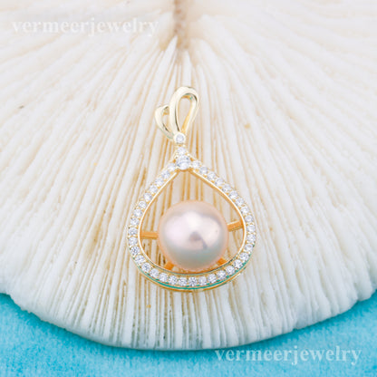 P011004 DIY 6-8mm Natural Freshwater pearl pendant accessory 925 sterling silver engagement jewelry necklace for women