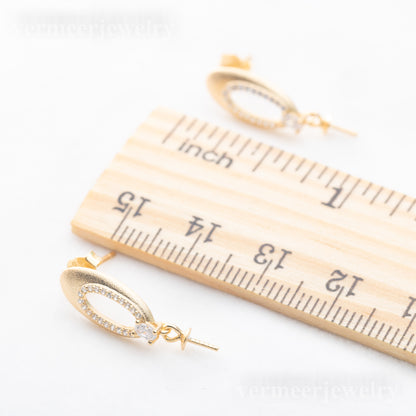 e010827S925 pearl earring 925 sterling silver DIY 7-8mm Natural Freshwater pearl stud earring for women