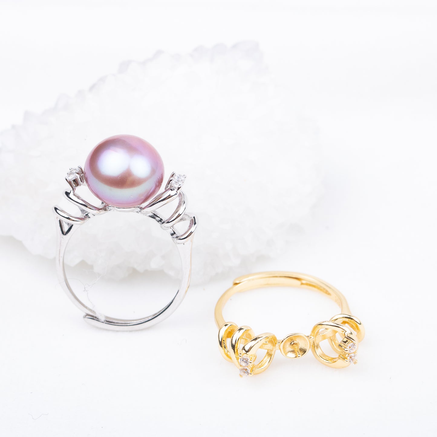re010709 DIY 9-13mm Natural Freshwater pearl Ring 925 sterling silver Adjustable size engagement jewelry ring for women