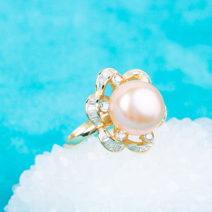 re010840DIY 9-11mm Natural Freshwater pearl Ring accessory 925 sterling silver Adjustable size engagement jewelry ring for women