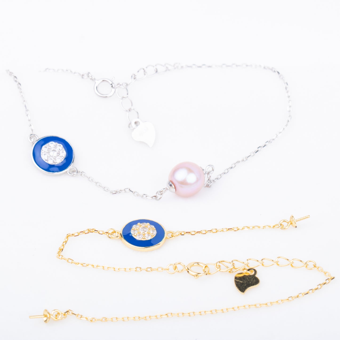 b010198 DIY 7-8mm Natural Freshwater pearl bracelet accessory 925 sterling silver adjustable chain bracelet for women