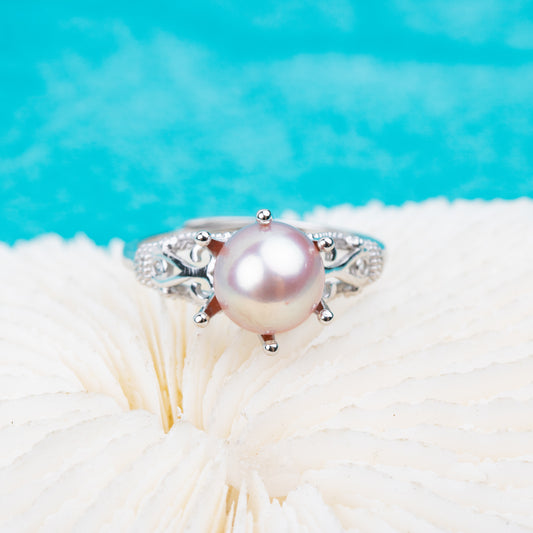 r010714 DIY 7-8mm Natural Freshwater pearl Ring accessory 925 sterling silver Adjustable size engagement jewelry ring for women