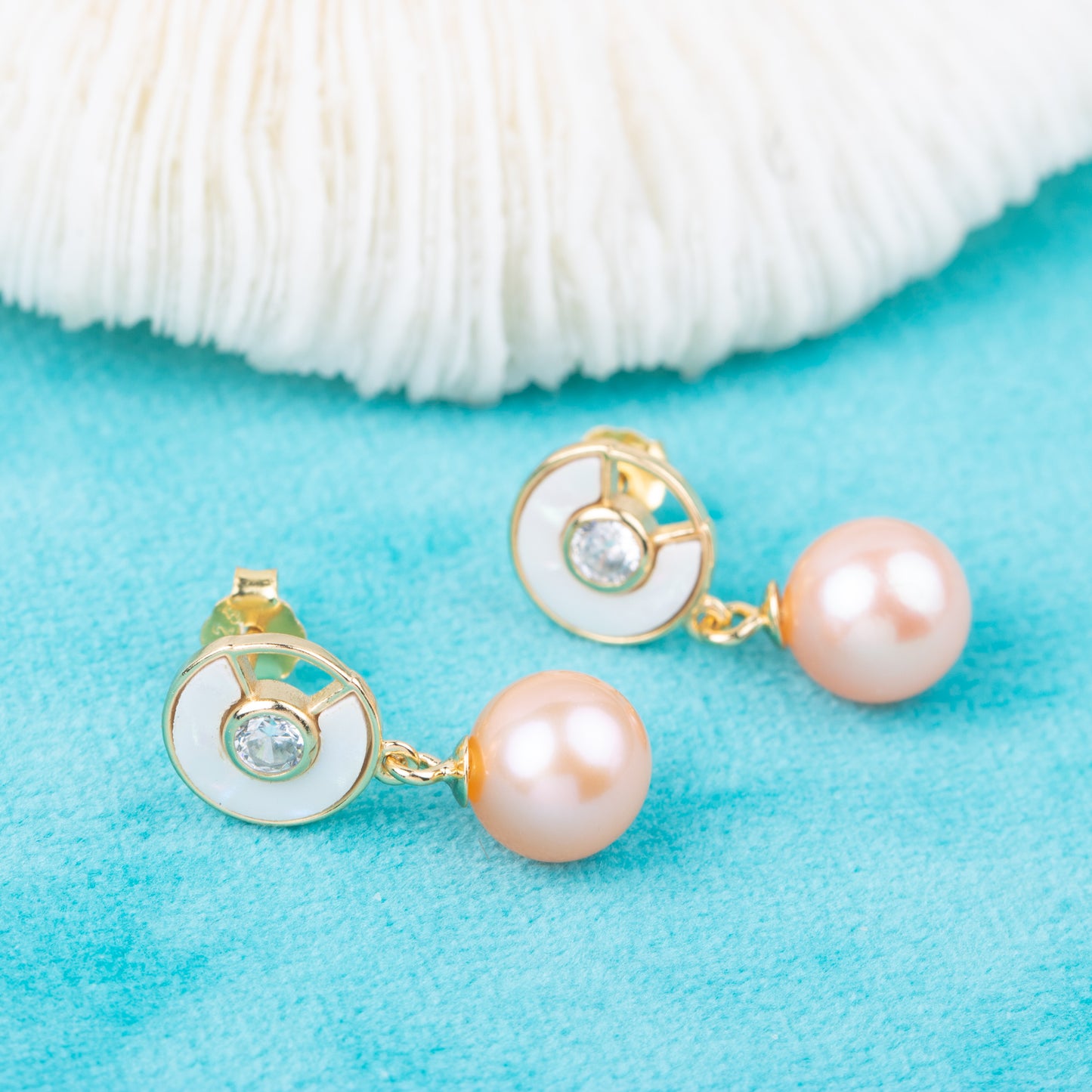 e010803 S925 pearl earring 925 sterling silver DIY 7-8mm Natural Freshwater pearl stud earring for women