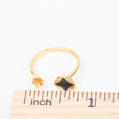 r010845 DIY 7-8mm Natural Freshwater pearl Ring accessory 925 sterling silver Adjustable size engagement jewelry ring for women