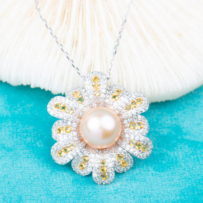 Pe010973 DIY 9-13mm Natural Freshwater pearl pendant accessory 925 sterling silver engagement jewelry necklace for women