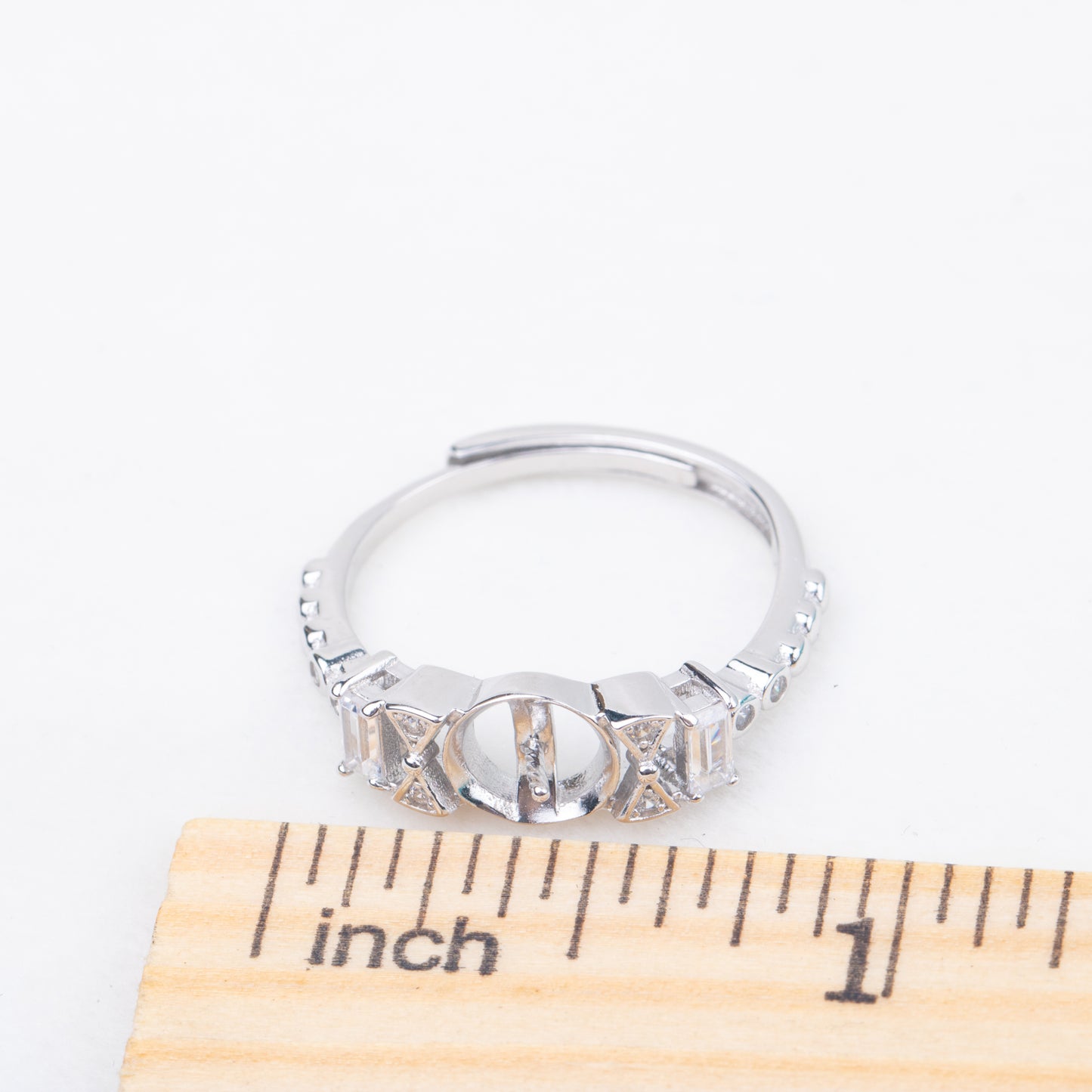 r010858DIY 6-8mm Natural Freshwater pearl Ring accessory 925 sterling silver Adjustable size engagement jewelry ring for women