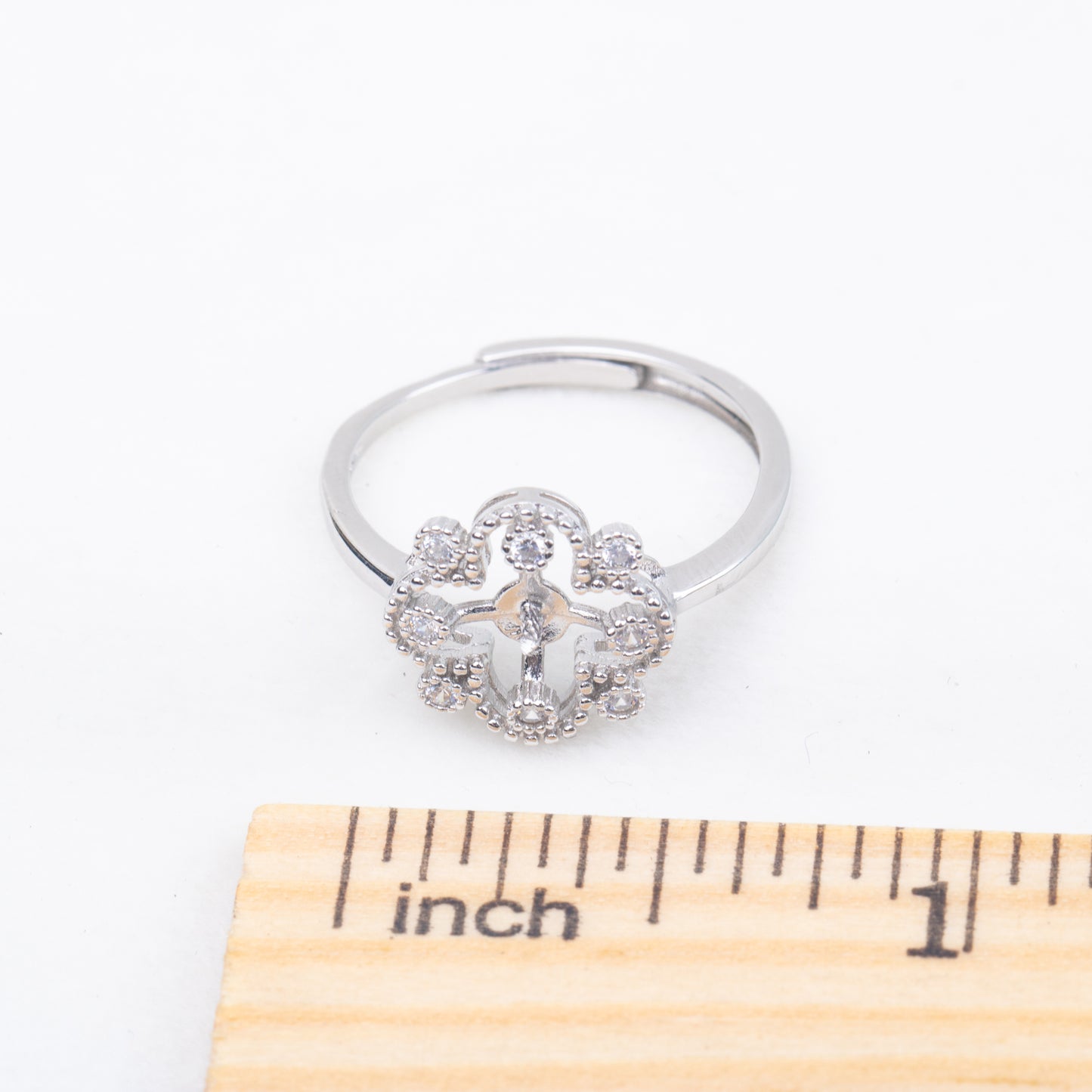 r010855DIY 5-6mm Natural Freshwater pearl Ring accessory 925 sterling silver Adjustable size engagement jewelry ring for women