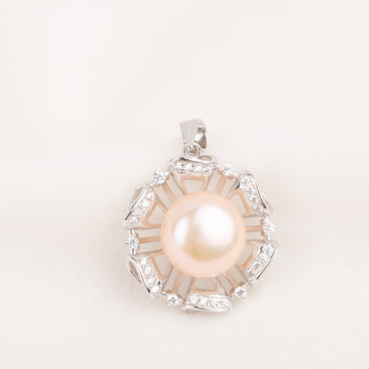 Pe010791 DIY 9-12mm Natural Freshwater pearl pendant accessory 925 sterling silver engagement jewelry necklace for women
