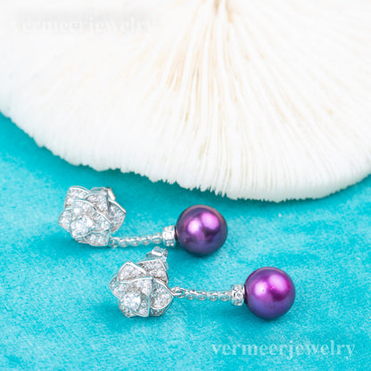 e010824 S925 pearl earring 925 sterling silver DIY 7-8mm Natural Freshwater pearl stud earring for women