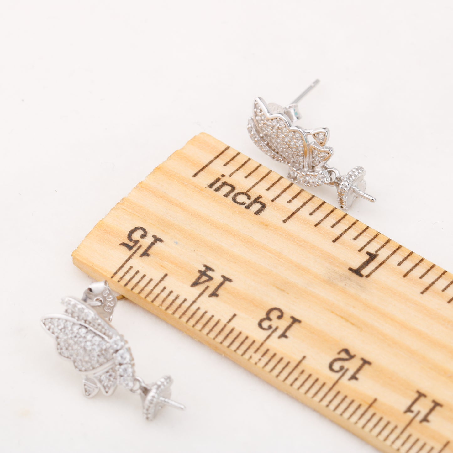 e010861 S925 pearl earring 925 sterling silver DIY 7-8mm Natural Freshwater pearl stud earring for women