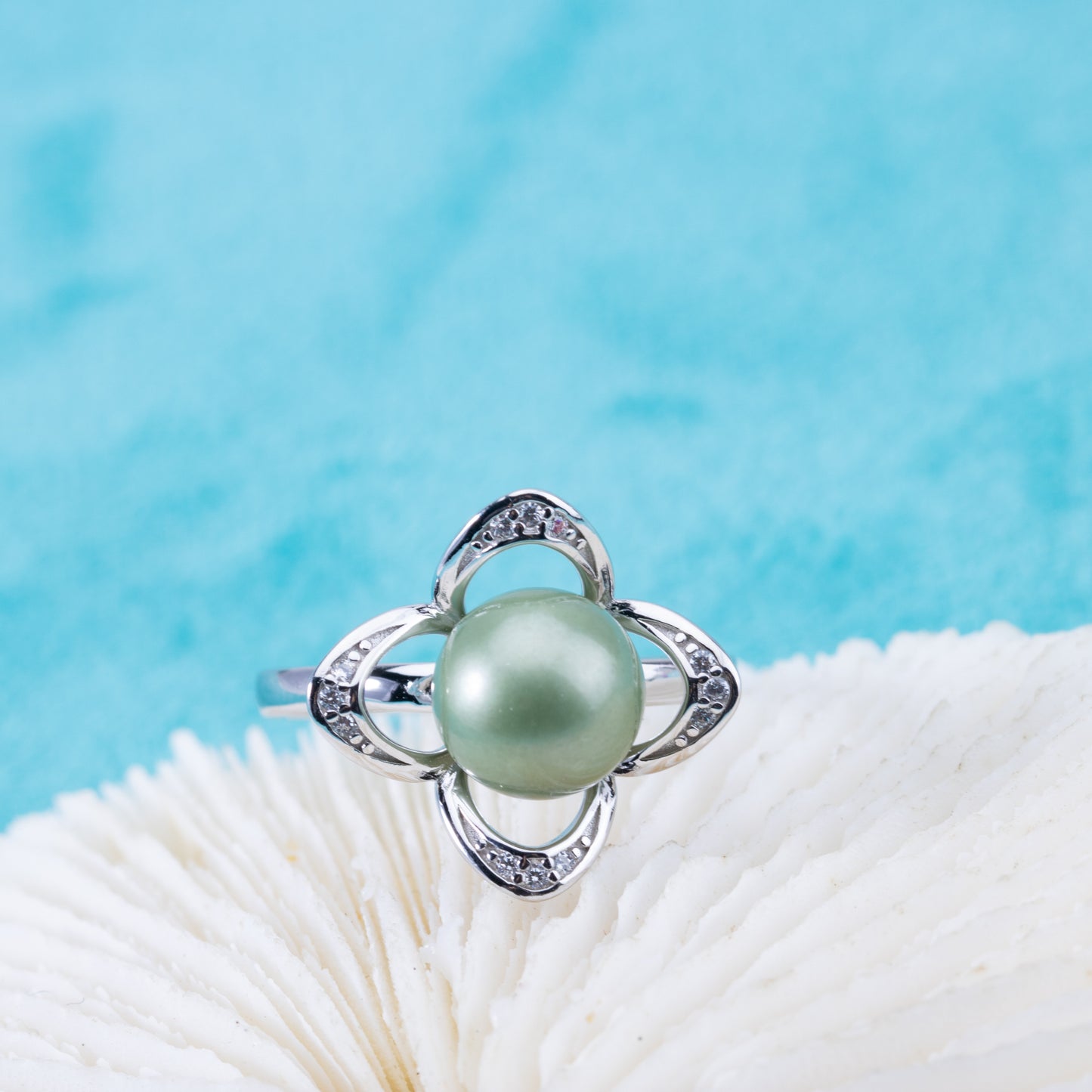 r010893 DIY 6-8mm Natural Freshwater pearl Ring accessory 925 sterling silver Adjustable size engagement jewelry ring for women